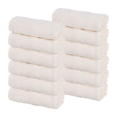 Roma Cotton Ribbed Textured Soft Face Towels/ Washcloths, Set of 12